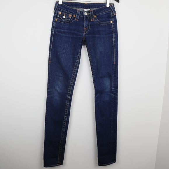 True Religion Denim - True Religion Women's Julie Skinny Form-Fitting Dark Wash Denim Jeans